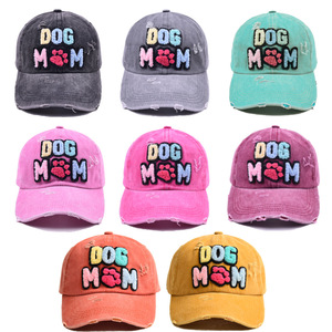 Großhandel Stickerei Hund Mama Briefe Sport Baseballmütze Erwachsene Weibliche Außen gewaschener einstellbarer Hund Mama Hut - Product Image 3