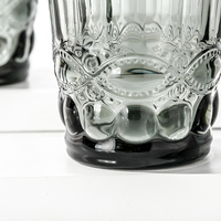 276ml Vintage Sierlijk Geprezen Glas voor Koude Dranken, Meerkleurig Retro Glas voor IJswater, Fruitsap en Andere Dranken