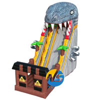 Toboggan gonflable dinosaure jurassique T Rex, trampoline commercial, toboggan sec combiné, château gonflable, toboggans gonflables 3D pour les fêtes
