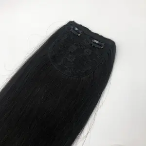 AU Wholesale Smooth Female Human Hair Piece Machine-made Clip-in Hair Extension