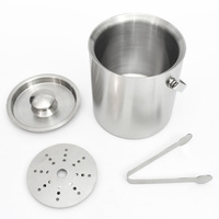 Seau à glace en acier inoxydable 201 avec poignée Refroidisseur à vin portable 2/3L Petits doubles niveaux pour idée cadeau vin et champagne avec couvercle
