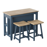 Ensemble table et chaises de bar 3 pièces Ensemble table de bar industrielle pour 2 îlots de cuisine avec étagères de rangement Ensemble de table de salle à manger