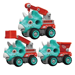 2023 nuovo giocattolo di dinosauro smontabile Dino Engineering Construction Vehicles Building Blocks assemblaggio giocattoli per auto per ragazzi