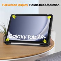 Étui pour Samsung Galaxy Tab A9 Plus 11/A11 Plus 11 pouces 2025 X230 en cuir PU, avec support pliable à trois volets et fente pour stylet