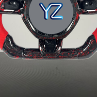 Volant YZ personnalisé à fond plat avec LED rouges et poignées en fibre de carbone forgée, compatible avec l'intérieur des Lamborghini Huracan et Urus