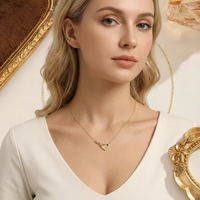 Collier Cœur en Zircon en forme de Huit, Design Minimaliste Européen et Américain, Motif Double Cœur Symbolique, pour Femme