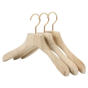 Custom Luxury Brand Natural Wood Hanger Garment Camphor Wooden Clothes Hanger For Clothing Store