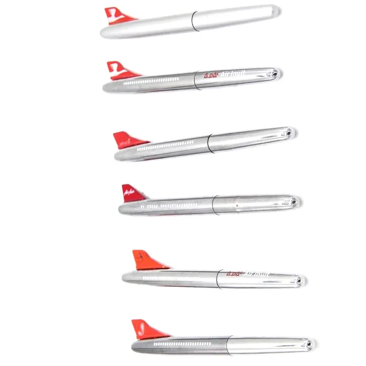 מפעל Wholesales חלל מטוס צורת כדור עט פרסומת מלא כסף תעופה מטוס דיילת כדורי עט