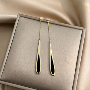 Pendientes Largos con Borlas Negras Estilo Europeo y Americano, Nuevos Accesorios de Lujo para Fiestas, Joyería para Mujer - Product Image 5