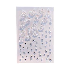 Autocollants décoratifs <span class=keywords><strong>3D</strong></span> en strass pour le visage, perles et strass papillon, décorations de maquillage auto-adhésives sans colle - Product Image 5