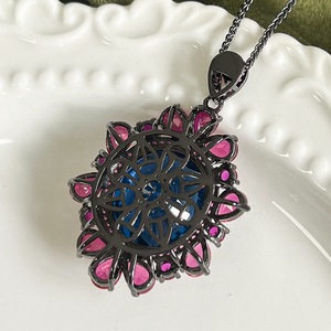 Wholesale Premium Polished Eco-friendly <b>Copper</b> Cubic Zirconia Jewelry Simulation Colored Gem Stone Pendant Necklace for Women - Product Image 6