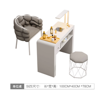 Table de Manucure Double Couche Effet Marbre Blanc, Facile à Nettoyer, Durable, Moderne et Élégante, avec Chaise – Offre Spéciale