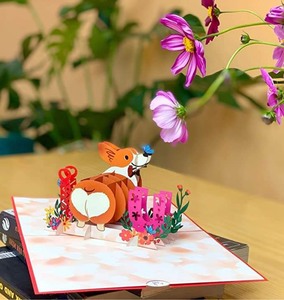 Carte de vœux 3D pop-up artisanale avec un chien Corgi mignon, je t'aime, pour un anniversaire, la Saint-Valentin, avec enveloppe - Product Image 2