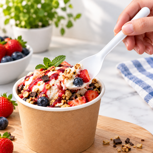 Cuillère à glace jetable en fibre végétale pour les salons de desserts, les boulangeries, les cafés, les restaurants, la restauration, les pique-niques, les kits repas de voyage - Product Image 6