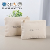 Sac à Maquillage en Toile de Coton Écologique en Gros avec Fermeture Éclair, Double Face, Pochette d'Accessoires, Pochette Cosmétique à Motif Personnalisé