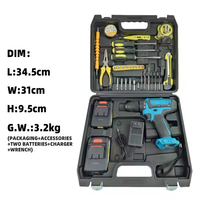 Ensemble d'outils de réparation à domicile en acier au carbone multifonctionnel personnalisable OEM Kit de perceuse à main au lithium comprenant un étui rigide