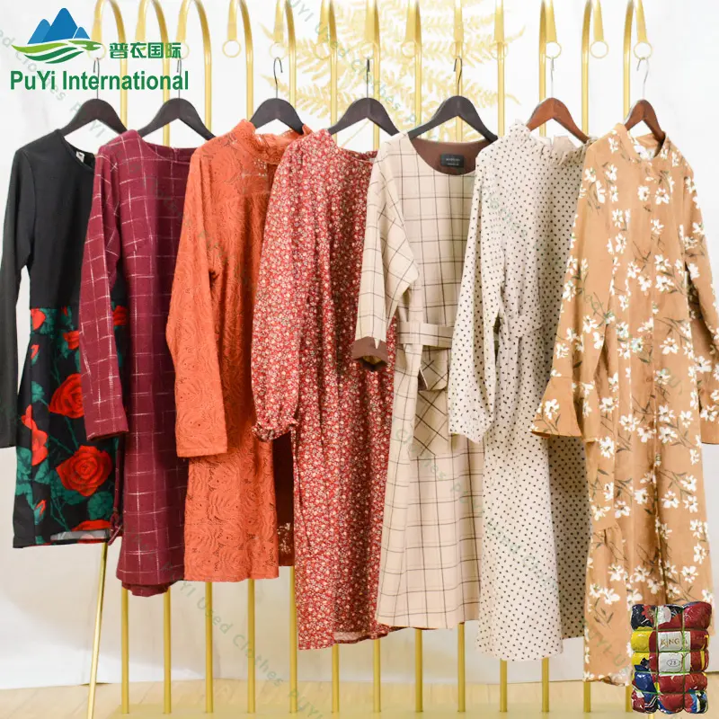 korean used clothes ladies dress long spring autumn 2nd hand clothes bales mixed used clothing