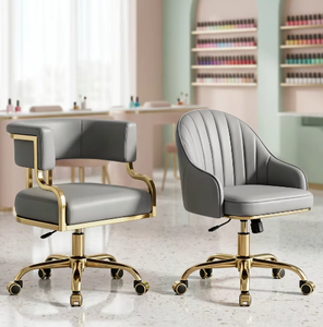 Sillón de Manicura Moderno de Lujo con Base Dorada y Tapicería de Cuero PU, Juego de Sillas para Técnicos de Pedicura y Manicura, con Ruedas, para Uso Comercial - Product Image 4