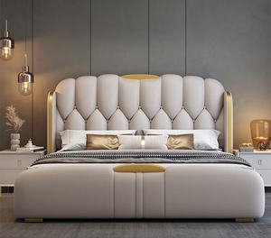 Set di Mobili per Camera da <span class=keywords><strong>Letto</strong></span> di Lusso in Stile Moderno Personalizzato, <span class=keywords><strong>Letto</strong></span> King Size in Pelle, Struttura del <span class=keywords><strong>Letto</strong></span> di Design per <span class=keywords><strong>Hotel</strong></span> e Casa - Product Image 4