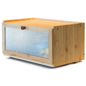 Hot Products Large Capacity Wooden Bamboo Bread Box for Kitchen Counter with Window