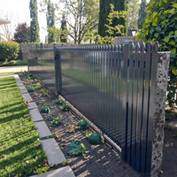 Clôture extérieure en alliage d'aluminium noir personnalisable avec éclairage LED, durable et écologique, panneaux pour jardin et maison