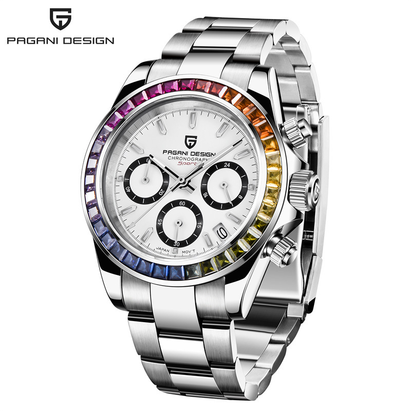 Bande d'acier blanc diamant coloré
