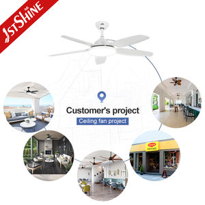 Ventilador de techo LED 1stshine de fábrica, aspas blancas, silencioso ventilador de techo ABS de 52 pulgadas con luz LED y control remoto - Product Image 5