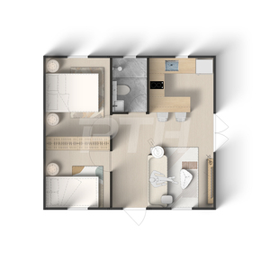 PrefabX House Flip Classic-B 全套配置 2 房间绿色房屋 防水隔间房 适合公寓使用 - Product Image 2