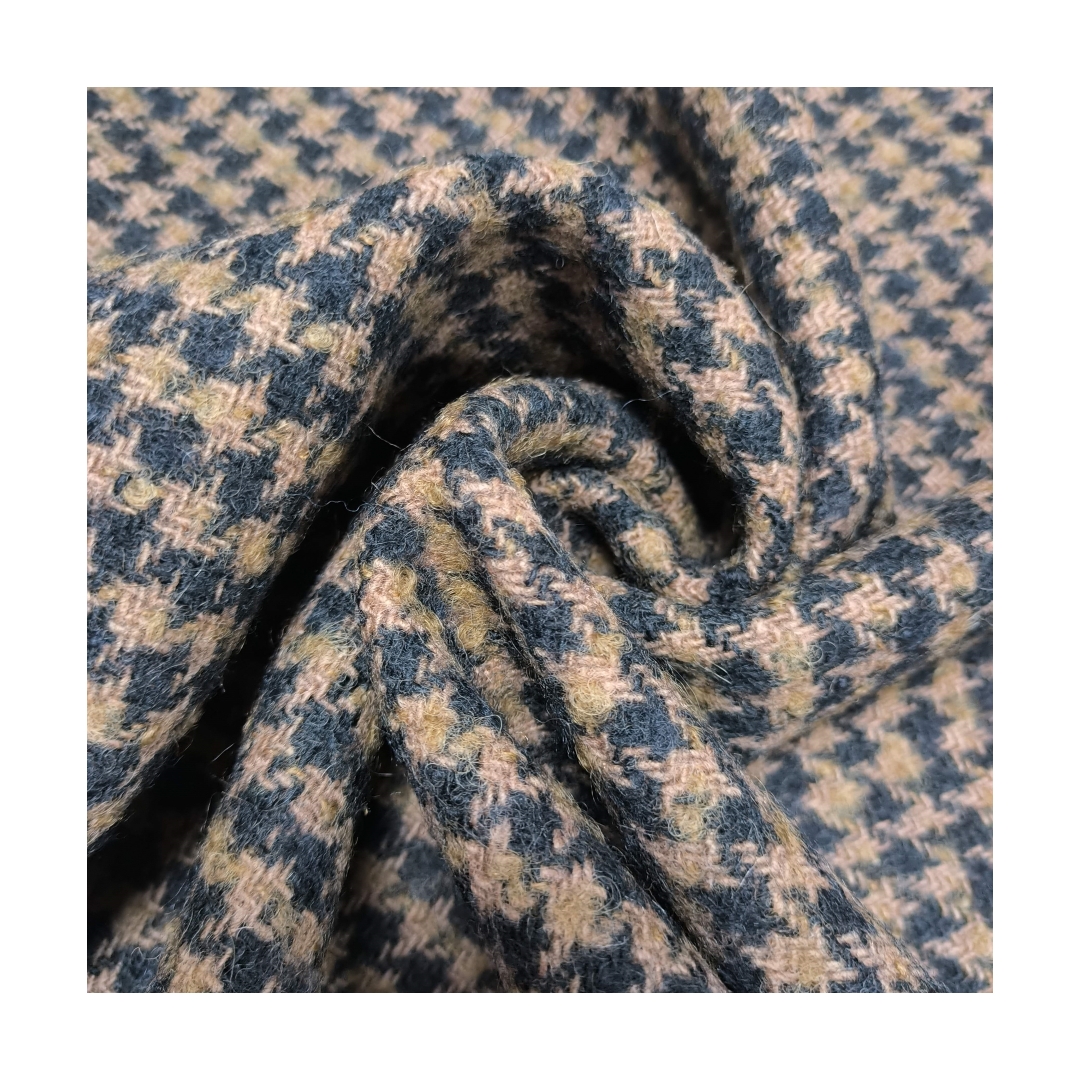 Houndstooth Yarn Dyed Woven Wool/Mohair/Nylon Eco-Friendly Breathable Fashionable Elegant Medium Weight Fabric Winter Autumn