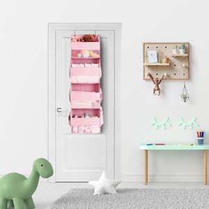 Over The Door Organizer 4 <b>Shelf</b> 6 Pockets Waterproof Polyester Storage Rack For Toys Behind Door Wall Hanging - Product Image 2