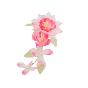 เครื่องประดับศีรษะสไตล์โบราณแบบดั้งเดิม 25 Spring Original Design แฮนด์เมดประณีต ตกแต่งด้วยด้ายพันลายดอกไม้สีชมพูไล่เฉด พร้อมกิ๊บติดผม - Product Image 5