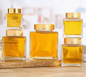 Botella de cristal de miel de 250g, Nido de Pájaro de <span class=keywords><strong>grano</strong></span> de madera cuadrado plano grueso, mermelada, <span class=keywords><strong>jalea</strong></span> <span class=keywords><strong>real</strong></span>, 1 Catty 2 Catty Honey, botella vacía sellada - Product Image 5