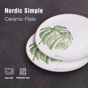 Venta al por mayor de hojas de <span class=keywords><strong>palma</strong></span>, plato de carne de 10,5 pulgadas, plato de postre, platos de cena para restaurante - Product Image 3