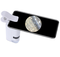 NO.BU-350M Led Portable Microscope with Phone Clip , Mini 300x-350x High Power Zoom Microscope