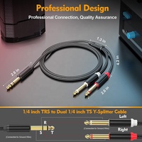 Câble audio stéréo Y Splitter 6,35 mm (1/4 pouce) TRS mâle vers 2x 6,35 mm (1/4 pouce) TRS mâle pour guitare