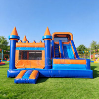 Château gonflable commercial pour enfants avec toboggan, idéal pour les fêtes et la location extérieure