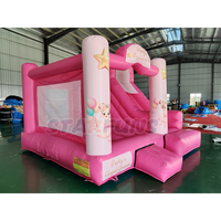 Château gonflable rose commercial en PVC pour enfants, château de saut princesse avec souffleur