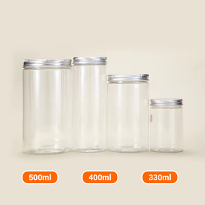 Wholesale Custom Cylindrical Transparent PET 330ml 400ml 500ml Plastic Beverage Bottles With Aluminum Lid For Juice