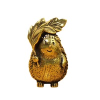 Mini figurine créative mignonne en forme de fleur, feuille et hérisson, artisanat en laiton léger, décoration pour la maison et le bureau, 1 pièce