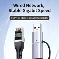 Cable de Red Gigabit USB Tipo C a RJ45 2 en 1, con Conector de Aleación de Aluminio y Trenzado de Algodón, Precio de Fábrica, para Laptop y Teléfono Inteligente