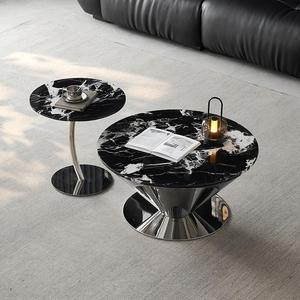Ensemble de table basse en marbre <span class=keywords><strong>Dali</strong></span> avec plateau en acier inoxydable, design simple et moderne, meubles de salon pour petits appartements - Product Image 2