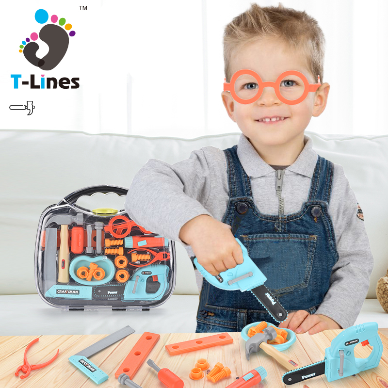 Популярные игрушечные инструменты, набор пластиковых коробок, чемодан, инструмент для ролевых игр, инженерная конструкция, безопасный Ремонт для детей