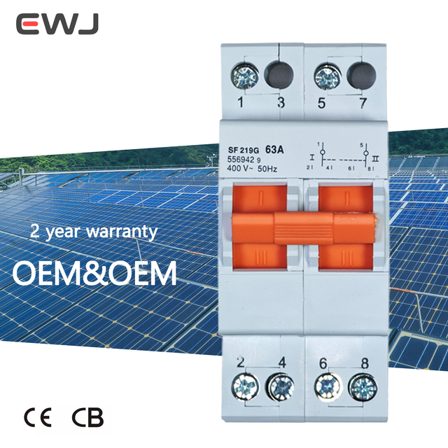 EWJ SF-219G MCB 2P 40A 63A 6kA 230/400VAC Modular Dual Power Manual Transfer Switch Rail Mounting