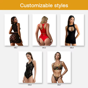 Completo Set Lingerie Donna <span class=keywords><strong>Trasparente</strong></span> Ricamato Floreale in <span class=keywords><strong>Tulle</strong></span> con Pizzo Scavato e Dettagli Floreali Tinta Unita - Hot Sale - Product Image 6