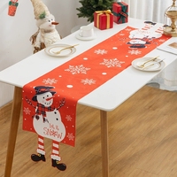 Chemin de table de Noël 180x33cm en tissu brossé, motif rennes avec écharpe JOY et impression HO HO HO, décoration festive pour table de salle à manger