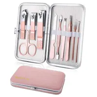 10Pcs Manicure Set Met Rimpel Pu Leather Case, Reizen Mini Nagelknipper Kit Pedicure Care Tools, rvs Grooming Kit