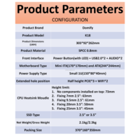 Caja de PC Industrial K18 Mini ITX / Micro ATX, Soporte para PSU 1U, Ranura de Expansión PCIe para GPU, Carcasa Metálica SFF, Chasis Personalizado OEM ODM