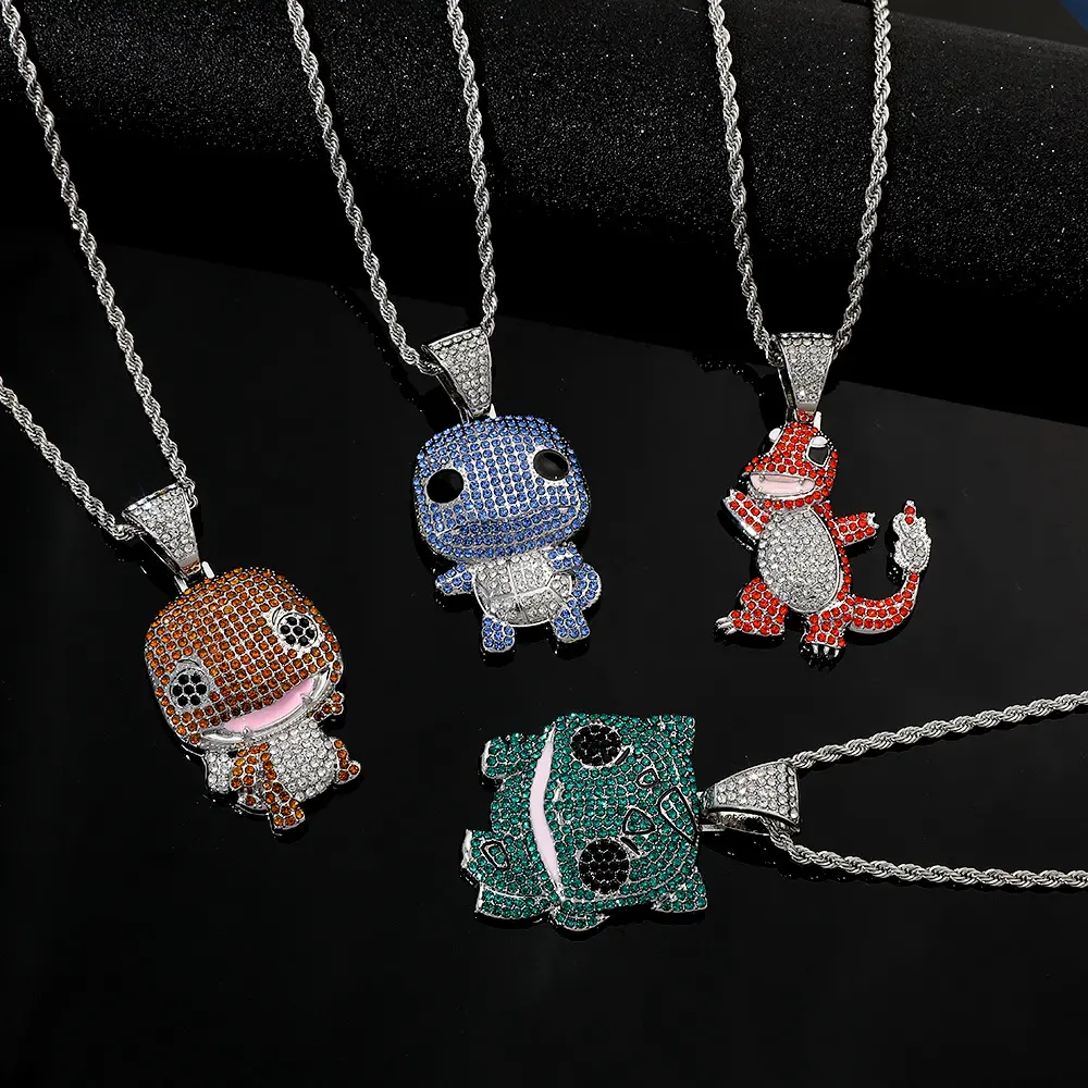 16 Designs hochwertige Diamant-Squirrel feiner Schmuck-Halsband Großhandel Cartoon Charmander Anhänger-Halsband für Mädchen Jungen