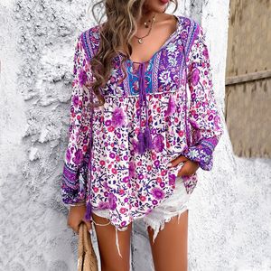 Camicetta Bohemien da <span class=keywords><strong>Donna</strong></span> <span class=keywords><strong>in</strong></span> Rayon di Alta Qualità 2026, Stampa Floreale, Manica Lunga, Scollo a V, Casual Estiva <span class=keywords><strong>in</strong></span> <span class=keywords><strong>Viscosa</strong></span> - Vendita Calda <span class=keywords><strong>in</strong></span> Australia - Product Image 4