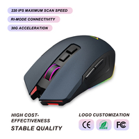 Mouse para Juegos Tri-Modo, Cableado, Inalámbrico 2.4G, DPI/Frecuencia de Sondeo Ajustables, 220IPS, 30G, Perfil Macro, Batería de Bajo Consumo